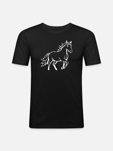 Pferde T-shirt Geschenk Reiter - Männer Slim Fit T-Shirt - Schwarz