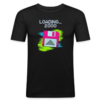 Floppy Nostalgia 2000 - Men's Slim Fit T-Shirt - black - Front - Nik (191cm)
