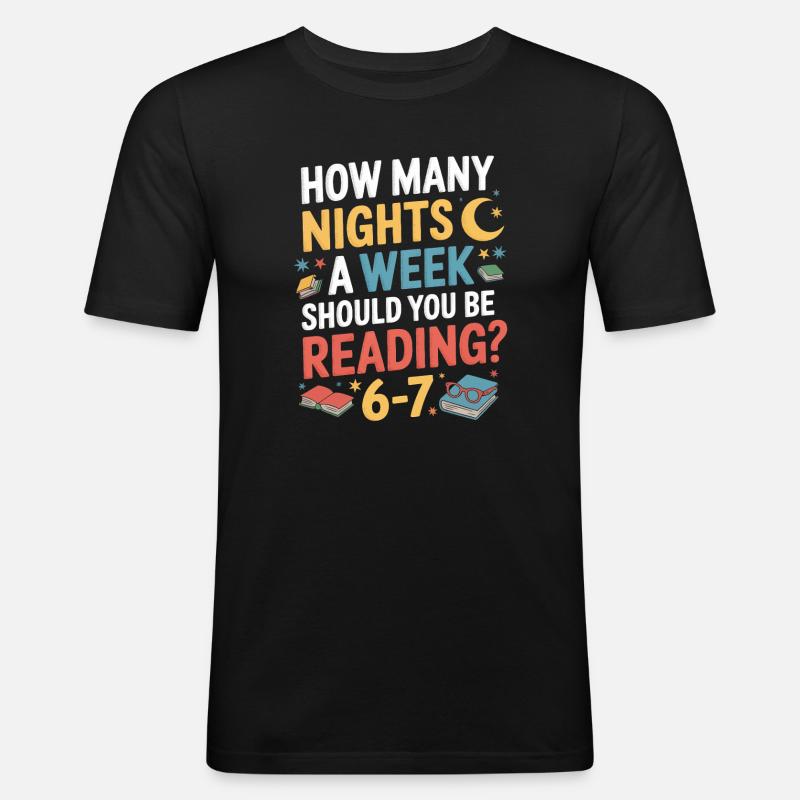 Lese-Motivation 6-7 Nächte Retro Blumen - Männer Slim Fit T-Shirt - Schwarz