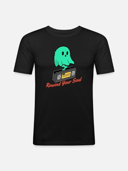 Ghost Cassette Rewind Your Soul - Men's Slim Fit T-Shirt - black