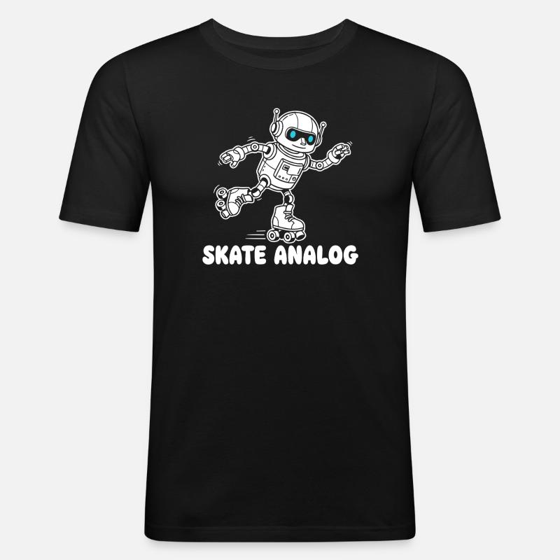 Roboter Skate Analog - Männer Slim Fit T-Shirt - Schwarz