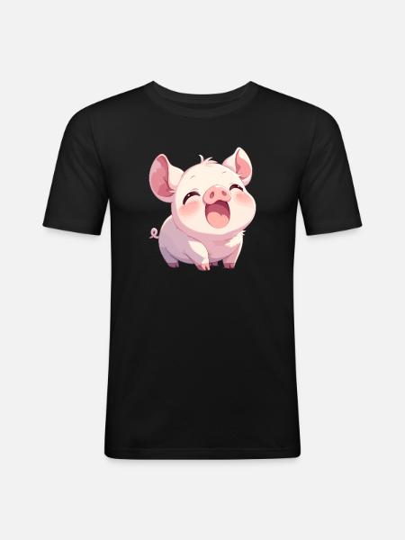 Cochon Cochon - T-shirt près du corps Homme - noir