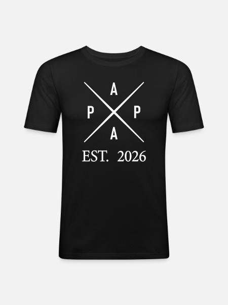 Papa Est. 2026 - Men's Slim Fit T-Shirt - black