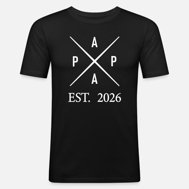 Papa Est. 2026 - Männer Slim Fit T-Shirt - Schwarz