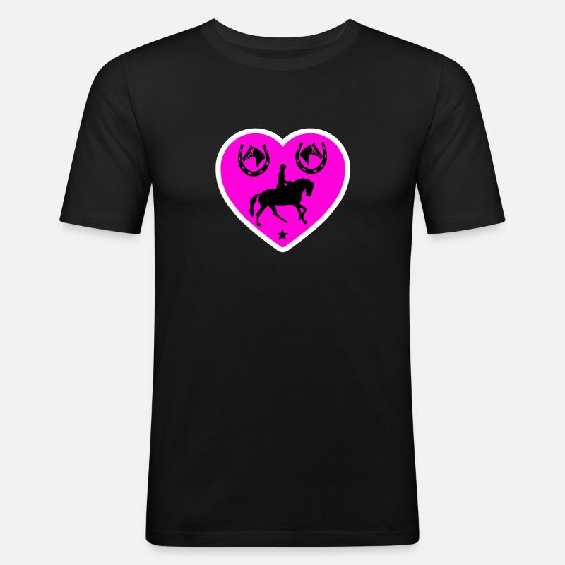 Pferde - Männer Slim Fit T-Shirt - Schwarz