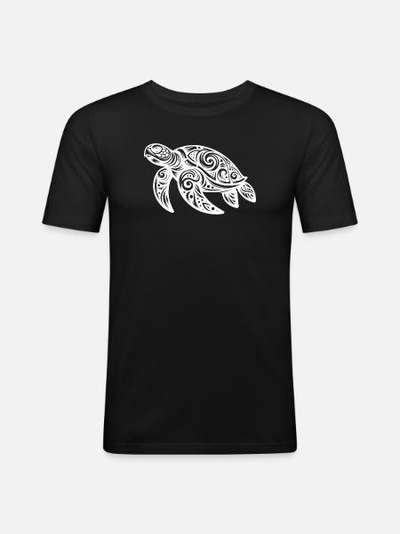 Tribal Magic – Turtle of Ornaments - Men's Slim Fit T-Shirt - black