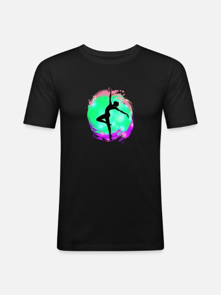 Dancer Silhouette Neon Splash - Men's Slim Fit T-Shirt - black