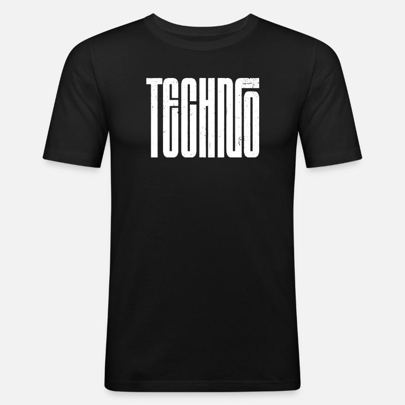 Techno Bold Retro Typography - Men's Slim Fit T-Shirt - black