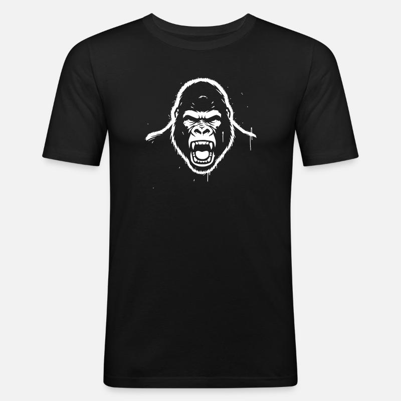 wuetender-gorilla-stencil-grunge-vector_path12 - Männer Slim Fit T-Shirt - Schwarz