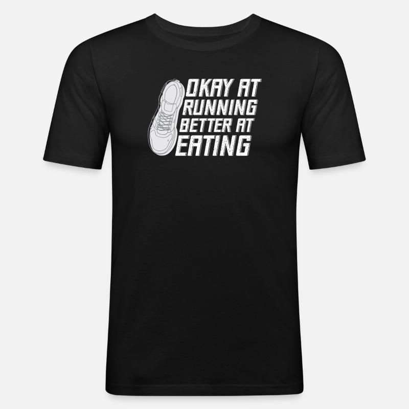 Marathon Runner Okay At Running Gift - Männer Slim Fit T-Shirt - Schwarz