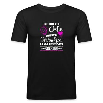 Je suis le patron de cette bande de fous - T-shirt près du corps Homme - noir - Devant - Nik (191cm)