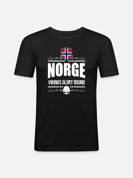 NORWEGEN - NORGE VIKINGS RUHM - Männer Slim Fit T-Shirt - Schwarz