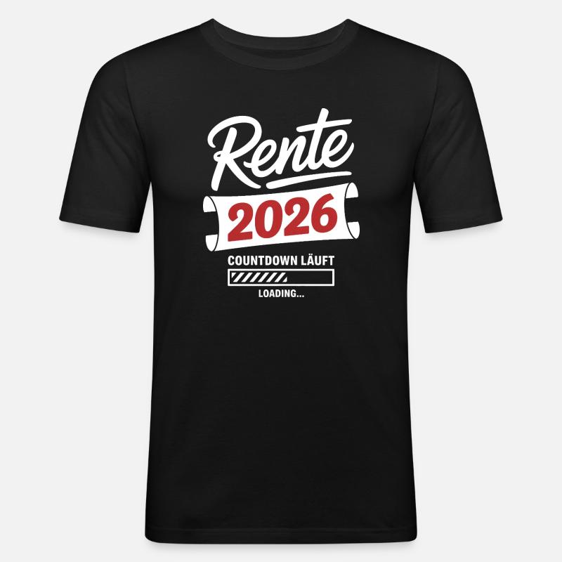 Rente 2026 Countdown Läuft - Männer Slim Fit T-Shirt - Schwarz