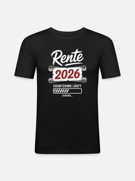Rente2026 Countdown - Männer Slim Fit T-Shirt - Schwarz