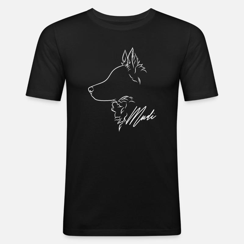 Mudi Profil Hunde Hund Wilsigns - Männer Slim Fit T-Shirt - Schwarz