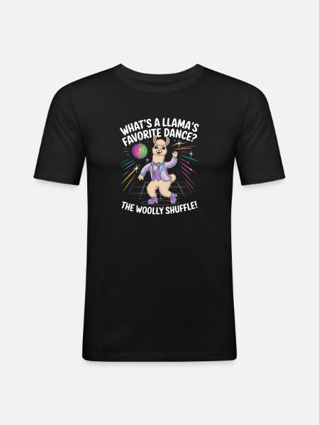 Fun Llama Dance: The Woolly Shuffle - Men's Slim Fit T-Shirt - black