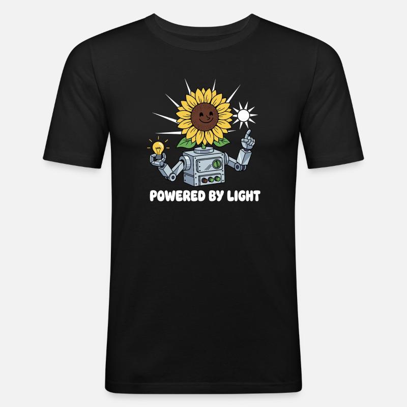 Sonnenblumenroboter Lichtideen - Männer Slim Fit T-Shirt - Schwarz