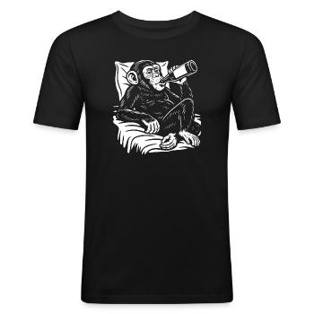 Cheeky Chimp Sips Beer - Men's Slim Fit T-Shirt - black - Front - Nik (191cm)