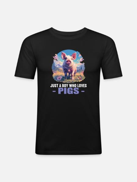 Cochon Cochon - T-shirt près du corps Homme - noir