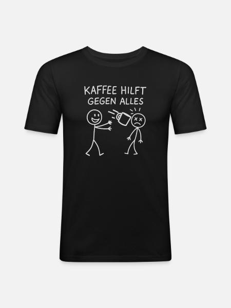 Coffee helps against everything stick figure - Men's Slim Fit T-Shirt - black