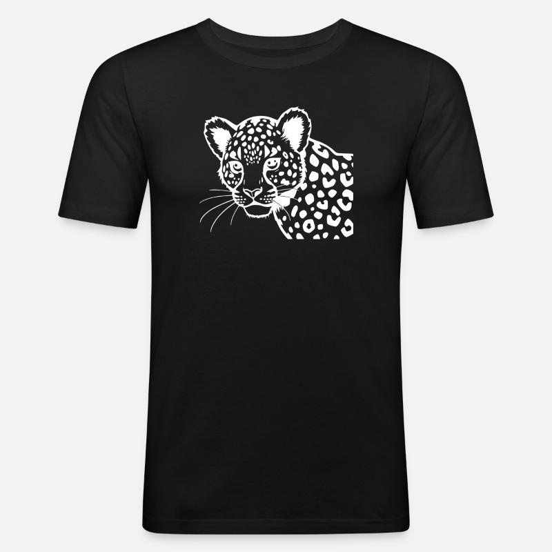 Leopard - Männer Slim Fit T-Shirt - Schwarz