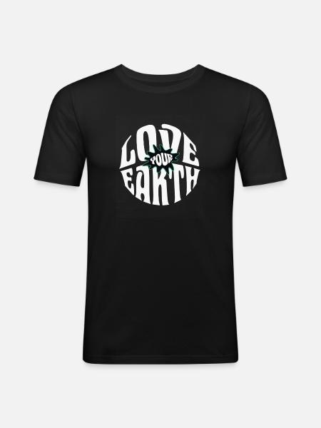 Aime ta Terre - T-shirt près du corps Homme - noir