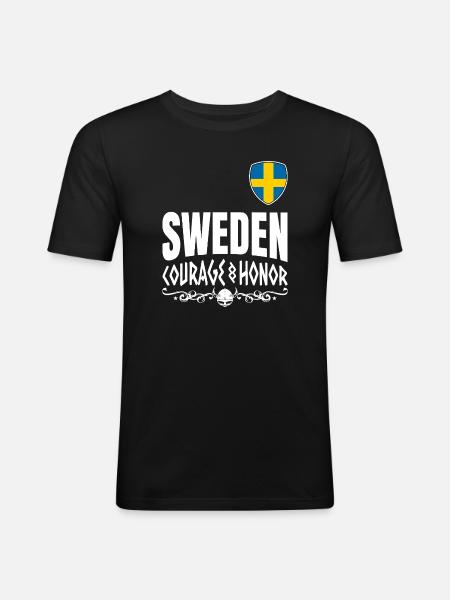 Schweden Nordischer Geist - Männer Slim Fit T-Shirt - Schwarz