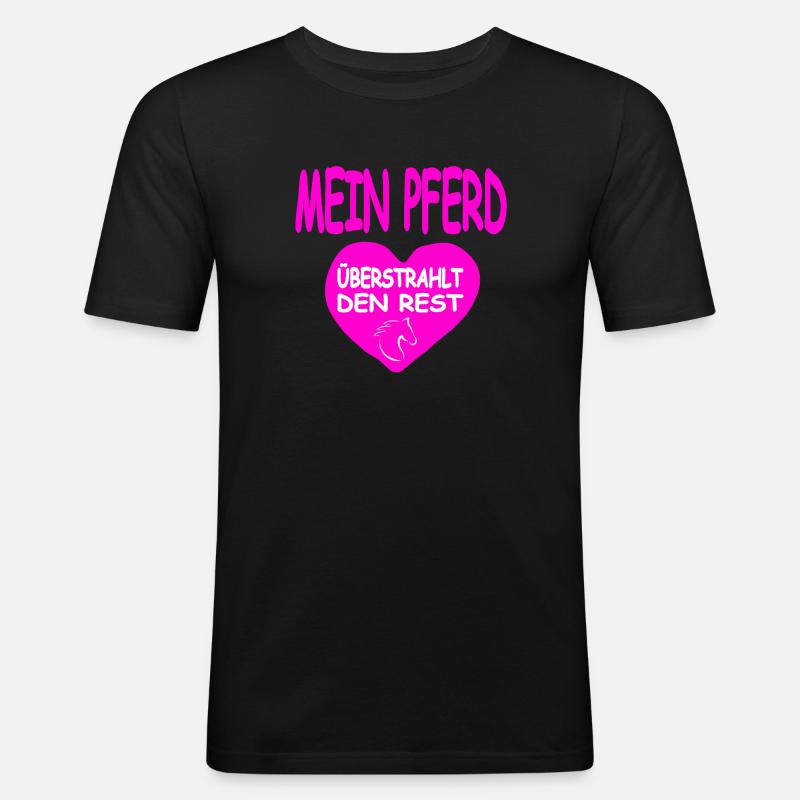 Pferd - Männer Slim Fit T-Shirt - Schwarz
