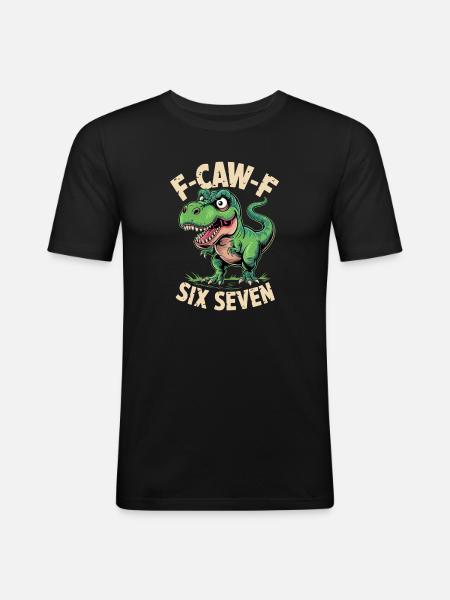 F-Caw-F Six Seven Dino - Men's Slim Fit T-Shirt - black