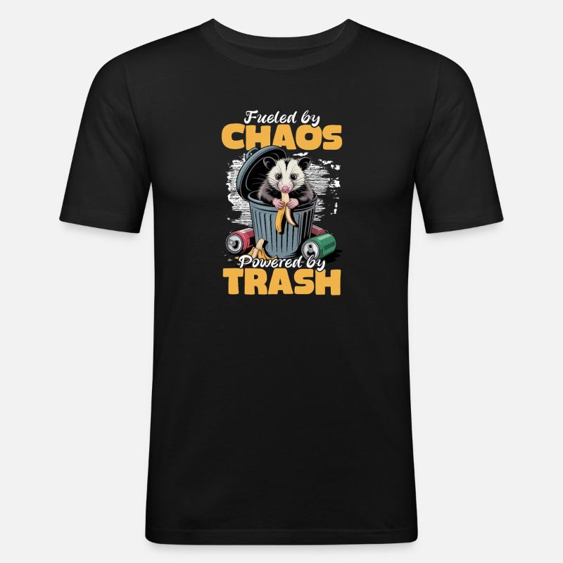 Funny Opossum - Männer Slim Fit T-Shirt - Schwarz