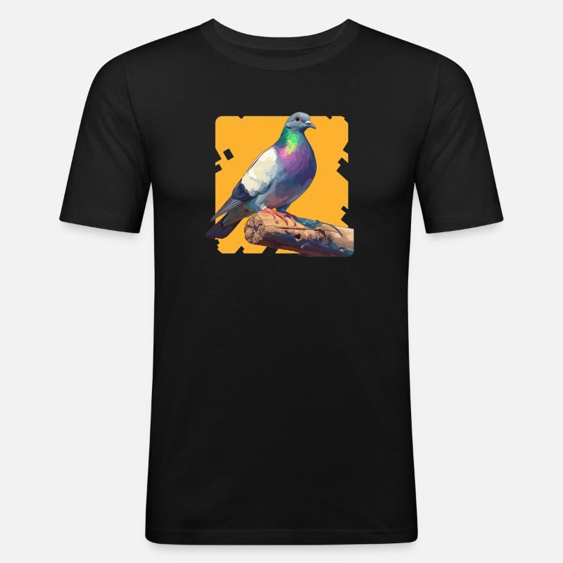 Tauben Taube - Männer Slim Fit T-Shirt - Schwarz