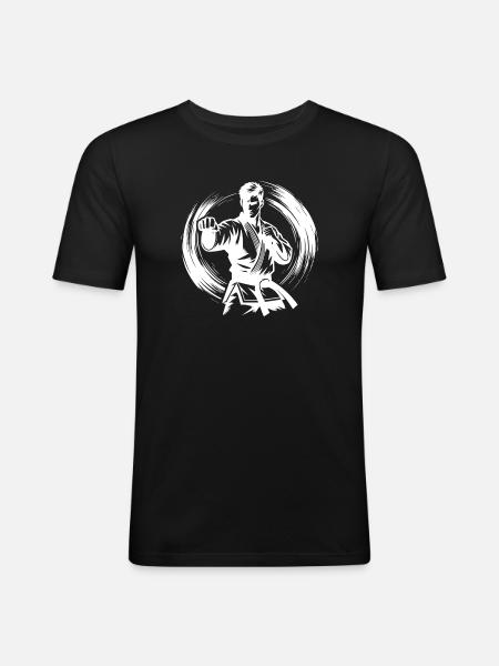 Dynamische Kampfpose Perfekte Karate Silhouette - Männer Slim Fit T-Shirt - Schwarz