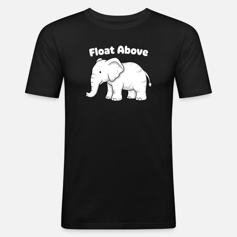 Float Above Elephant - Männer Slim Fit T-Shirt - Schwarz