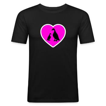 Enten - Männer Slim Fit T-Shirt - Schwarz - Vorne - Nik (191cm)