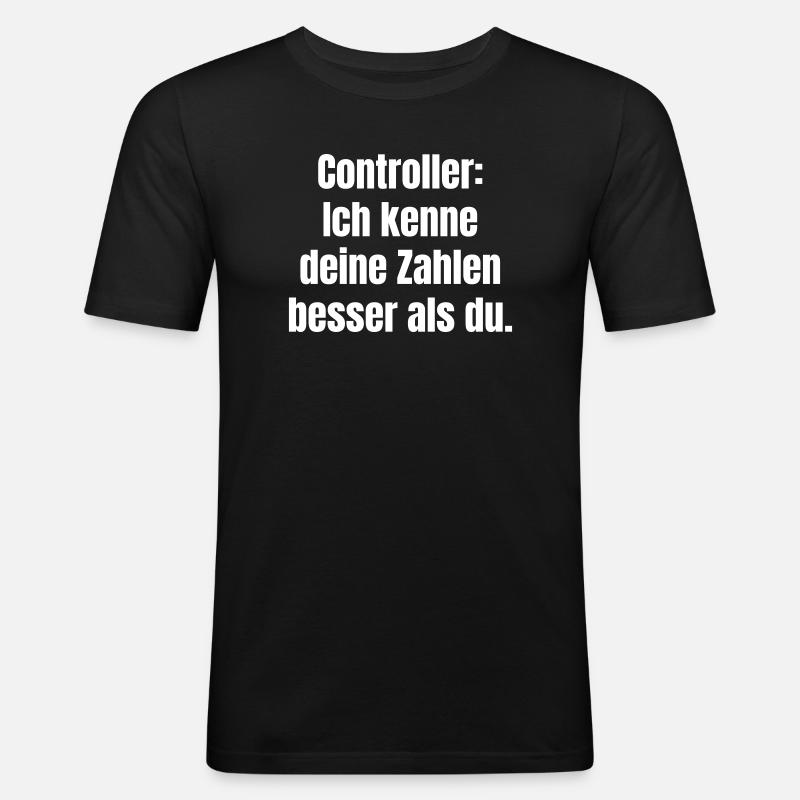 Controller: Zahlen besser kennen - Männer Slim Fit T-Shirt - Schwarz