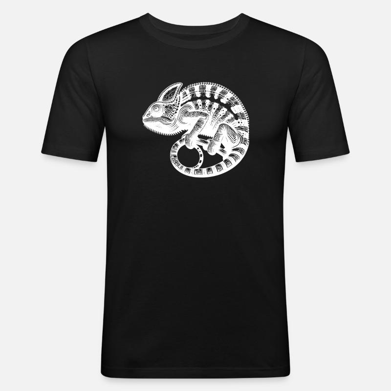 Süsses Chamäleon im Tarnmodus - Männer Slim Fit T-Shirt - Schwarz