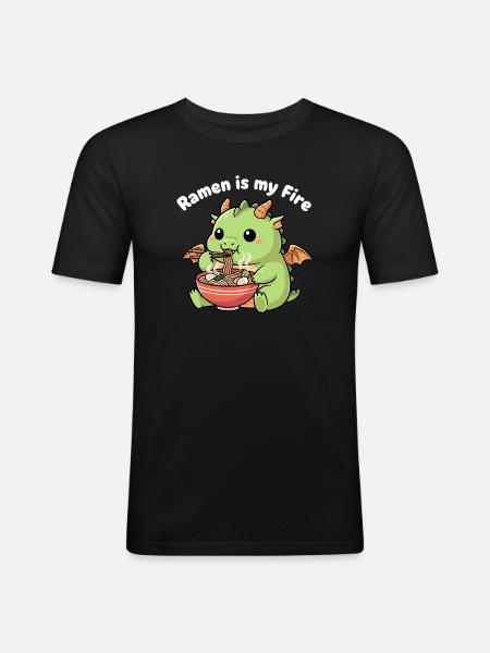 Ramenfeuer Drache – Noodles with Fire - Men's Slim Fit T-Shirt - black