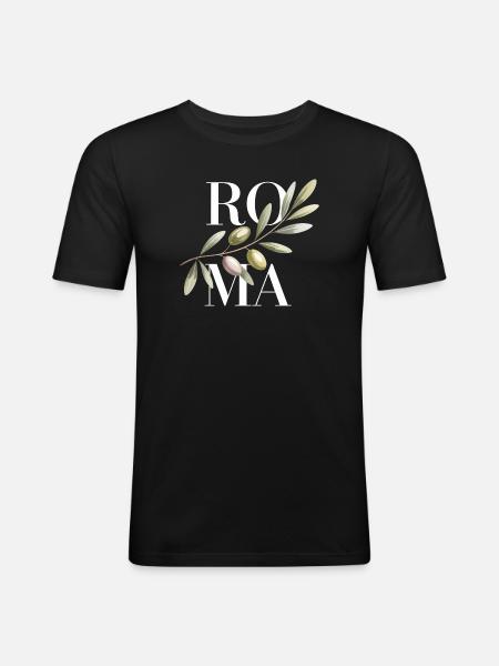 ROMA – Olive Branch - Men's Slim Fit T-Shirt - black
