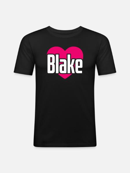 J’aime Blake Coeur rose J’aime Blake - T-shirt près du corps Homme - noir