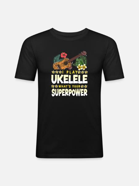 Hawaiian Ukulele Uke I Play - Men's Slim Fit T-Shirt - black