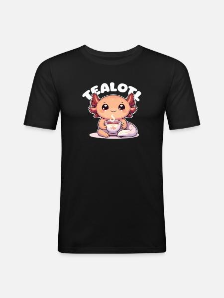Cute Axolotl Tea Pun Tealotl - Men's Slim Fit T-Shirt - black