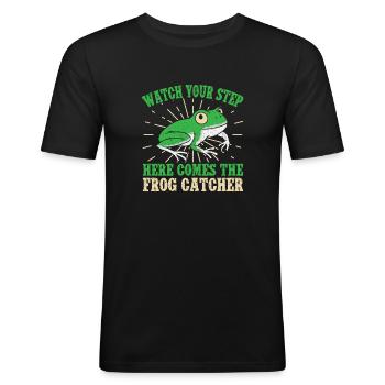 Attrape-grenouilles Surveillez votre grenouille - T-shirt près du corps Homme - noir - Devant - Nik (191cm)