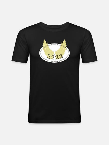 Engelsflügel mit Engelsnummer 2222 - Männer Slim Fit T-Shirt - Schwarz
