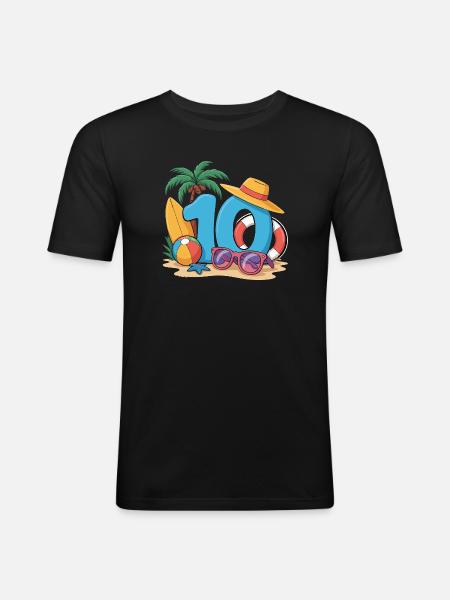 10th Birthday Vacation 10 Years - Men's Slim Fit T-Shirt - black