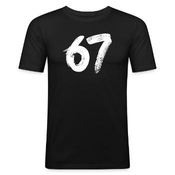 67 Weiße Farbe - Männer Slim Fit T-Shirt - Schwarz - Vorne - Nik (191cm)