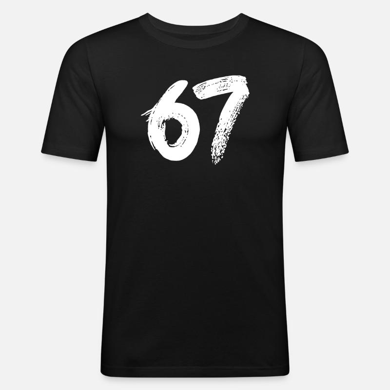 67 Weiße Farbe - Männer Slim Fit T-Shirt - Schwarz