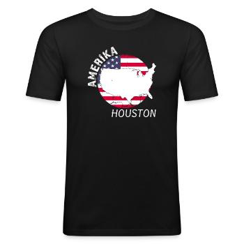 Houston - Men's Slim Fit T-Shirt - black - Front - Nik (191cm)