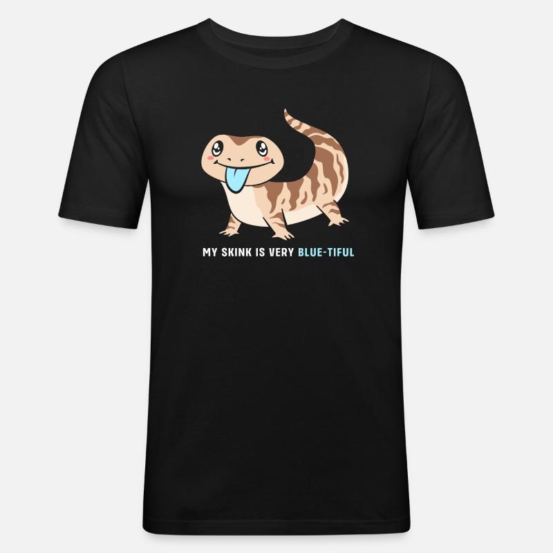 Blau Zunge Eidechse - Männer Slim Fit T-Shirt - Schwarz