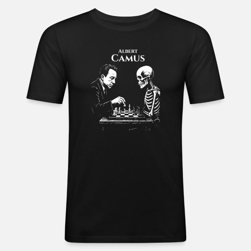 Albert Camus Existential Chess Duel - Men's Slim Fit T-Shirt - black