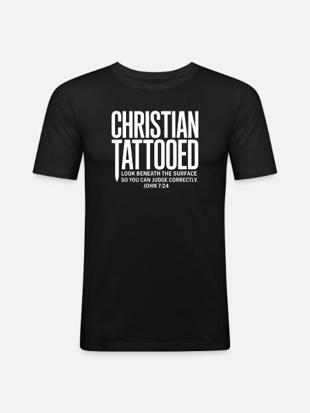 Christian tattoo look under surface - Men's Slim Fit T-Shirt - black